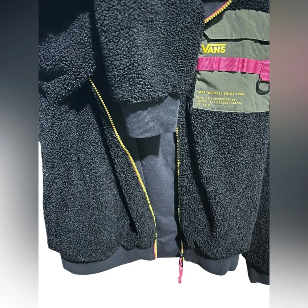 Vans Black Fleece Jacket with Pink and Yellow Accents